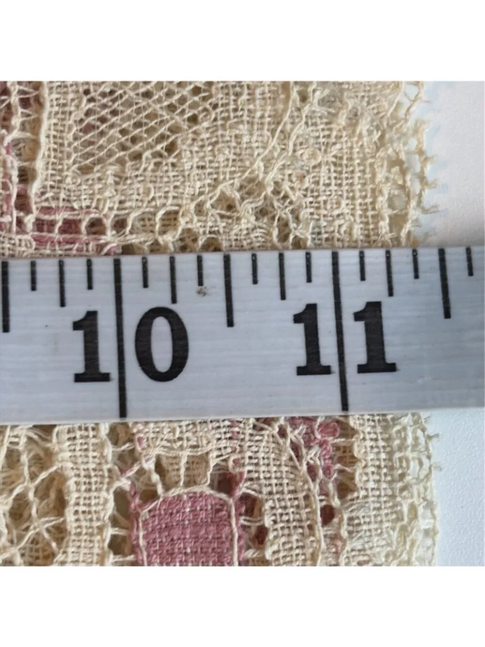 VTG Lace Table Runner Champagne & Pink Sheer Crochet 22X60